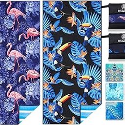 2 Pack Microfiber Lightweight Beach Towel Sand Free Quick Dry Absorbent Thin Compact Towels for Swimming Pool Camping Beach Accessories Large Easy Pack Travel Things for Vacation Essentials Gift-29