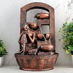 Global Grabbers Polyresin Table Top Indoor Outdoor Water Fall Fountain with LED Lights Home Decor Decoration Gift Gifting Items-A_COP-BG27-image-73