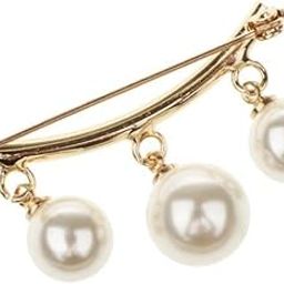 ™ 2xImitation Pearl Charms Dangle Arc-shaped Safety Collor Sweater Pin Golden | Pins & Brooches | Fashion Jewelry-image-71