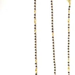 Gold Plated Black Beads SINGLE LINE Open Mangalsutra For Women-(16 Inches)-image-51
