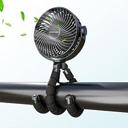 VICTORY & GIFT Portable Stroller Fan Handheld Fan 4 Wind Speeds, 360° Rotatable for Travel/Camping/Treadmill/Car Seat/Bedroom-image-47