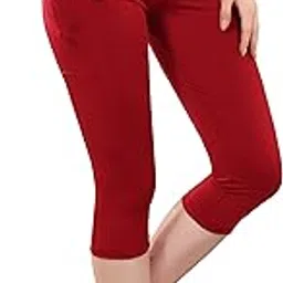 trasa Active 3/4th Yoga Pants for Womens Gym High Waist with 2 Pockets, Tummy Control, Workout Pants 4 Way Stretch Yoga Capri - Available Sizes - S, M, L,XL, 2XL,3XL,4XL-picture-7