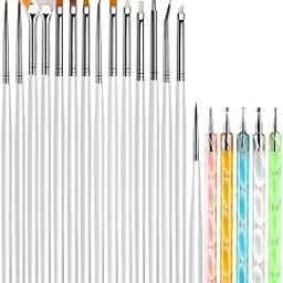 Beautiflame Nail Art Design Dotting Painting Drawing UV Polish Brush Pen Tools Set Kit (Multicolour) -20 Pieces-picture-27