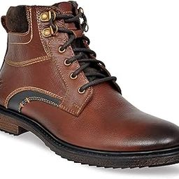 Genuine Premium Leather Luxury Memory Foam High-Top Ankle Boots Shoes For Men(19098|Brown|Size-6,7,8,9,10)-10