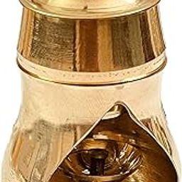 KRIWIN® Brass Camphor Aroma Incense Burner Lamp Aroma Lamp Oil Burner Oil Diffuser with Diya (8.5cm x 8.5cm x 16cm)-22