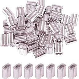 DIY Crafts 2mm, Nickel Silver, 12, (2mm-10mm) Aluminum Crimping Loop Sleeve Wire Rope Sleeves Double Barrel Ferrule for Wire(2mm, Nickel Silver, 12)-image-35