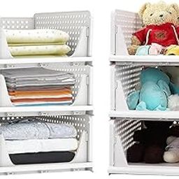 ADITYA POLYMERS Pack of 6 Pcs.(LARGE) Clothes Organizer For Wardrobe Cupboard| Foldable Stackable| MultiPurpose Adjustable Sliding Tray Basket| Almirah Closet Space Organiser| Shirt Stacker-15