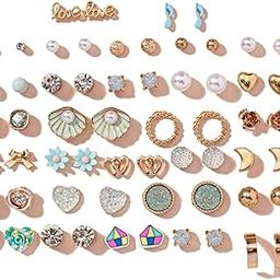 30 Pairs Combo Set Latest Stylish Crystal Pearl Earrings for Women and Girls (15283er) Valentine Gift for Girlfriend-31