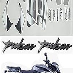 Pulsar Ns160 Grey Bike Sticker & Decal for Bike (Grey) with Silver Monogram-image-1