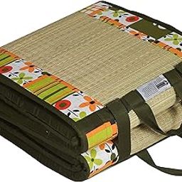 KALA DARSHAN CRAFTS BAZAAR - Foldable Mat with Korai River Grass Chatai 2.5 X 6 Feet 15MM Soft Foam Green Cotton Fabric, Reduced Back Pain Portable-14
