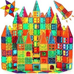 ANVIE & ABEER Set of 50 Pcs Magnetic Building Tiles for Kids, Educational Magnetic Stacking Construction Blocks for Boys Girls, Magnets Construction Toys,Stem Preschool Toy (Big Tiles Set of 50)-6
