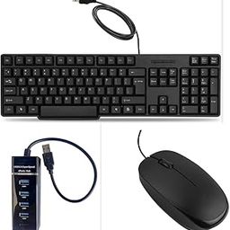 ADEFEX Wired Keyboard Quality Build Durable Design | Wired Mouse Comfort Grip Quiet Operation | 4 Port USB Hub LED Light Design Set for Laptop, PC, Game and Office Work (Black)-11