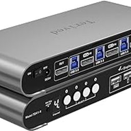 Terived Computers 1 Monitor Dp Switch Automatic Kvm 4K@144Hz 8K30Hz with Full Set of Cables, Switching Shortcut Keys, Support for Audio Microphone and USB Hub, Li Coating-7
