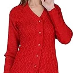 Lady Willington Women Woolen V-Neck Self Design Cardigan Heavy Rainbow Fabric Winter Wear Pure Wool Cardigans for Women Sweaters Fully Warm Cardigan Free Sizes-picture-12