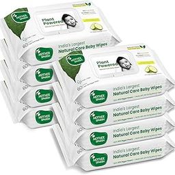 Mother Sparsh Natural Care Baby Wipes 60 Pcs (Pack of 8) I 100% Plant Made Fabric From Forest Land | Fresh+Cleanse (with Cucumber) Plant Powered Wet Wipes For Baby I Cotton Cloth Like Bigger Sheets-24
