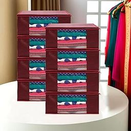 Shaping Fabric Saree Cover Set of 08 Non-Woven Fabric Clothes Organiser for Wardrobe with Transparent Window & Double Zip Clothes Storage Bag, Garment Cover SF_XL_SC_CC_XPID1598426731599448-7