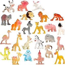 SHORO Cartoon Animal,12 Pack Mini Plastic Wild Animals Models Toys Kit, Jungle Animal Figures Set for Children Educational Toy-image-45
