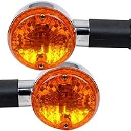 TOPBIRD EXRSIB2 Front Rear Round Turn Signal Side Indicator, Light Blinker Lamp Compatible with Bullet, Classic, Electra, & Standard Motorcycles (2 Pieces, Yellow)-image-1