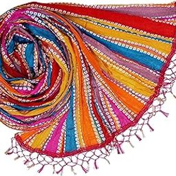Women Rajasthani Traditional Chinnon Silk MultiColor Dupatta 2.25Mtr-picture-34