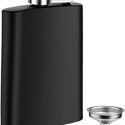 Icy Shots Blenders Choice Stainless Steel Hip Flask 9 oz (270 Ml), Wine Whiskey Alcohol Drinks Pocket Bottle for Men Women - Alcoholic Beverages Holder Liquor Flasks With Funnel Gift Set - Matte Black-image-27