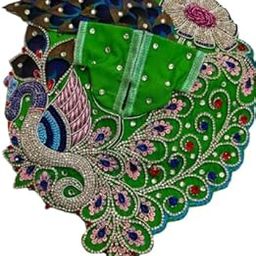 Ladoo Gopal Poshak, Green Peacock Design with Stone Work, Traditional Dress-image-34