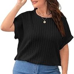 Womens Dressy Casual Business Work Tops Summer Half Sleeve Shirts Boat Neck Jacquared Tshirts Top for Women Formal, Casual, Office, Date, Outing, Party Tops-image-99