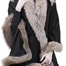 MANRA Women's Wool Blended 4side Faux Fur Wrap Stole for Winter Warm Fancy Shawl-picture-15