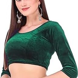 Miraya Women's Readymade Velvet Round Neck Stretchable saree1 Blouse with 15 inch Sleeve-image-81