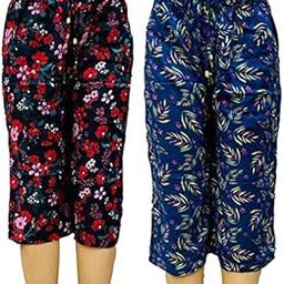 Women's Rayon Floral Printed Capri, Nightwear Capri for Women, Capri for Women, Lounge Wear (Pack of 2)-image-5