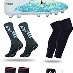 Kyosho Tornado Multi Purpose High Ankle Football Boot with Anti-Slip Football Sock, Leg Sleev, Shingurd and Shingurd Supporter Combo Pack for Men&Women, Transparent Studs and Durable-image-38
