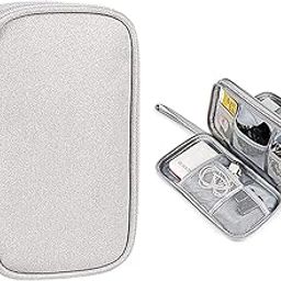 Sunvika House Cotton Electronics Accessories Organizer Bag, Universal Carry Travel Gadget Bag for Cables, Plug and More, Perfect Size Fits for Pad Phone Charger Hard Disk- Grey-image-42