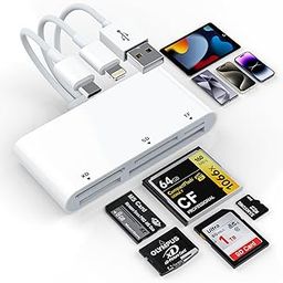 SD/TF/MS/CF/XD Card Reader for iPhone/iPad, 5-in-3 Lightning & USB-C & USB A Connector Memory SD Card Adapter, Multi Memory Card Reader High-Speed Trail Camera Viewer, Plug and Play, No App Required-59