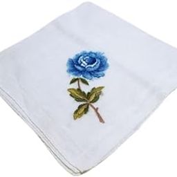 Shree adodhya women hankerchief with white and blue rose embroidery, white colour and cotton handkerchief with embroidery set of 2.-image-61