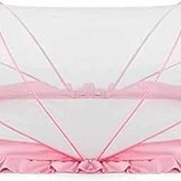 LifeKrafts Foldable Baby Mosquito Net, Bottomless Net for Infants, for Safe & Easy Use | Ensures Your Baby's Safe Sleep 135 x 65 x 65cms, for Babies & Toddlers (0 to 24 Months) - Baby Pink-2