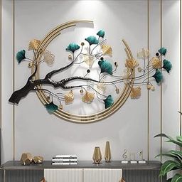 ULTRA SHINE HOME DECOR 3D Metal Art Tree Leaf Wall Hanging Sculptures for Modern Home Decoration, Bedroom, Living Room, Hotel & Restaurant (52 x 28 Inch)-image-58