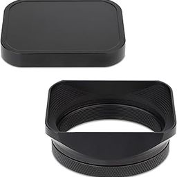 Haoge Metal Square Lens Hood for Fujifilm X100VI Fuji X100V X100F with 49mm UV Filter Adapter Ring & Metal Cap Kit Camera Accessories Black-image-0