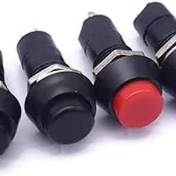 Electronic Spices BLACK AND RED On/Off 2 pin Self-Locking Latching Push Button Switch Locking Car, Boat Dashboard Pair of 2-16