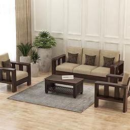 SAAMENIA FURNITURES Solid Sheesham Wooden 5 Seater Sofa Set for Living Room Furniture - Walnut Finish-image-25