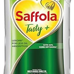 Saffola Tasty + Refined Cooking oil | Blended Rice bran & Corn oil | 50% More Oryzanol | 1 Litre pouch-image-69