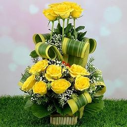 EG2i Fresh 20 Yellow Rose Flowers Bouquet With Green Fillers| Special Bunch Happy Birthday Gift| Couple Gift for Wedding, Anniversary, Mothers Day, Valentine Gifts |Real Flower Women|Same Day Delivery-26