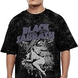 Acid Wash Oversized Tshirt for Men and Women Drop Shoulder Loose Baggy Fit Unisex Pure Cotton T-Shirt Black Sabbath-image-65