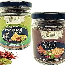 Rooted Peepul Artisanal Chola Masala & Pav Bhaji Masala| Less Chilli More Spice| (75g X 2)-image-38