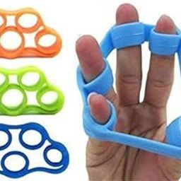 GADGETSWRAP Finger Stretcher (Set of 3) Hand Resistance Bands Exerciser Finger Grip Random Color Orange Green Blue-image-18