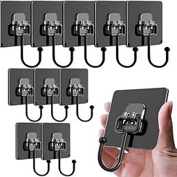 ZROY ENTERPRISE Extra Strong Self-Adhesive Big Wall Hooks, Black Metal, 5 kg Weight Capacity, Waterproof and No Trace for Ceiling, Wall, Kitchen Utensils, Keys, Clothes (Black Big Hook, 5)-image-83