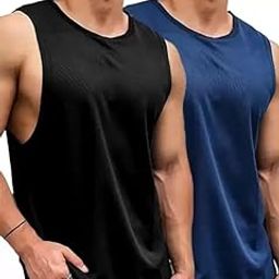 Black and Navy Blue Gym Vest for Men-image-79