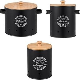 Kitchen Canister Garlic Potato Onion Keeper 3 Piece Stylish Vegetable Keeper-image-2