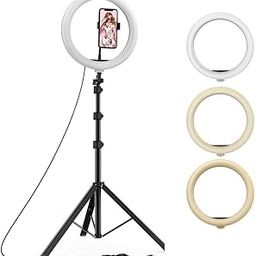 Tygot 10 Inches Big LED Ring Light for Camera, Phone tiktok YouTube Video Shooting and Makeup, 10" inch Ring Light with 7 Feet Long Foldable and Lightweight Tripod Stand-23