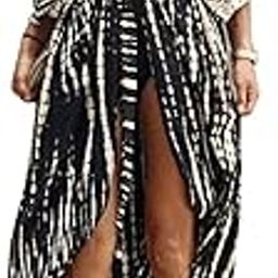 Summer Cotton Floral Long Kaftan Bohemian Kimono Beach Swimsuit Cover Up Maxi Dress for Women-image-86