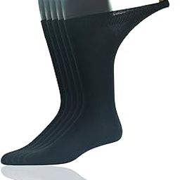 Men's 5 Pairs Bamboo Extra Wide Top Crew Dress Socks-picture-6