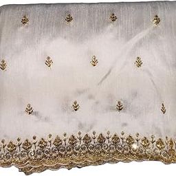 Women/girls unisex ethnic unstitched golden jacquard work solid fabric/cloth/dress material for blouse (1 Mtr)-image-20